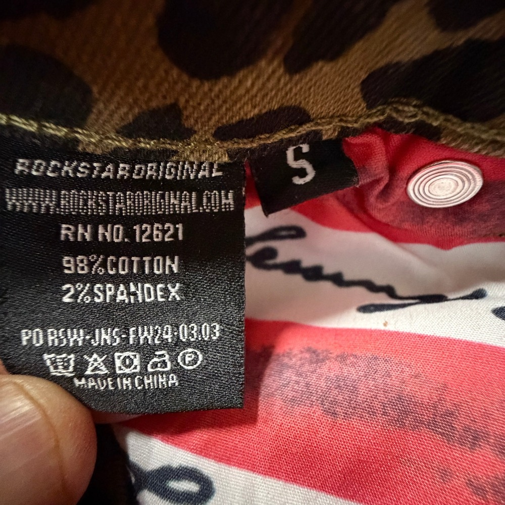 Rockstar Original Leopard Print Stacked Cargo Flare Jeans Distressed Camo Small - Picture 4 of 9